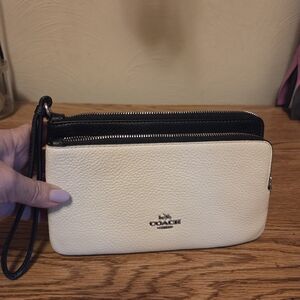 Coach Cream and Black Wristlet